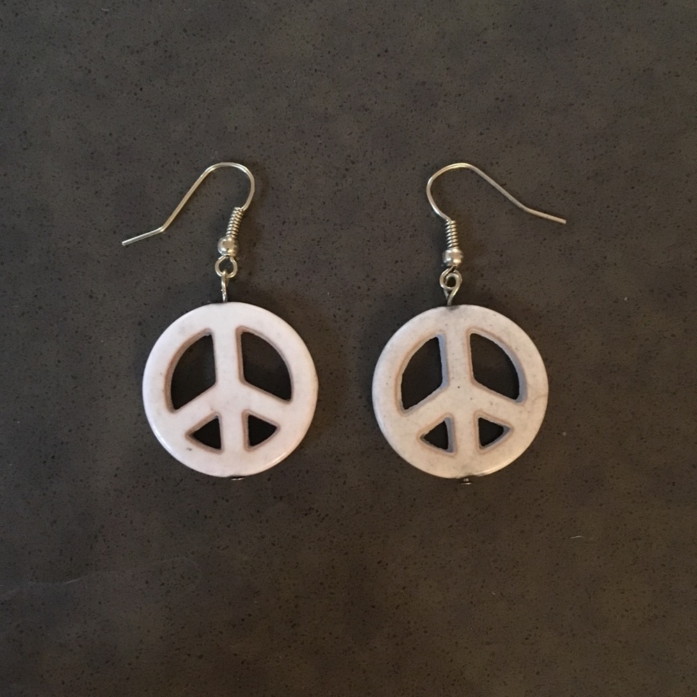 3/$10 Stone peace sign earrings
